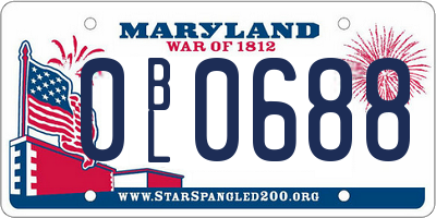 MD license plate 0BL0688