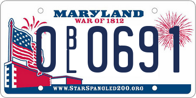 MD license plate 0BL0691