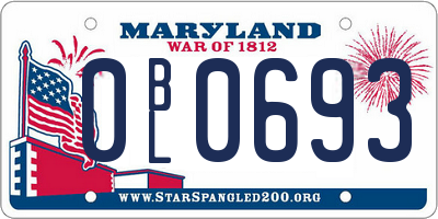 MD license plate 0BL0693