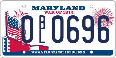 MD license plate 0BL0696
