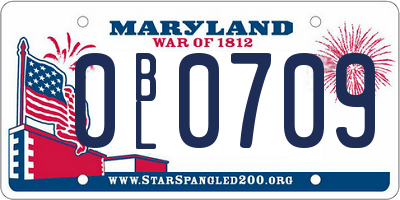 MD license plate 0BL0709