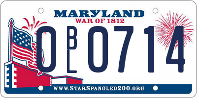 MD license plate 0BL0714