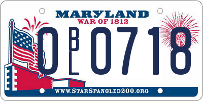 MD license plate 0BL0718