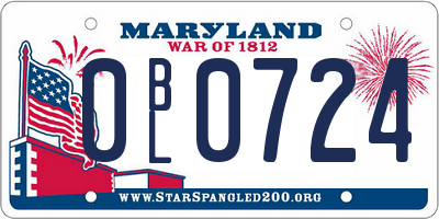 MD license plate 0BL0724