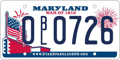 MD license plate 0BL0726