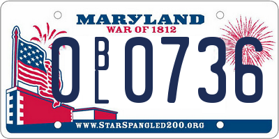 MD license plate 0BL0736