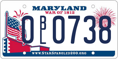 MD license plate 0BL0738