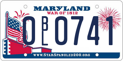 MD license plate 0BL0741