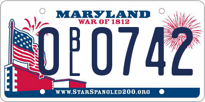 MD license plate 0BL0742