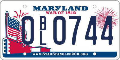MD license plate 0BL0744