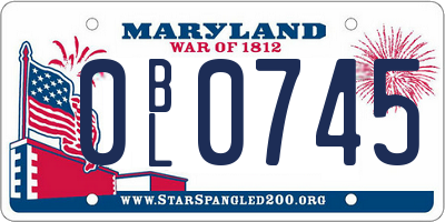 MD license plate 0BL0745