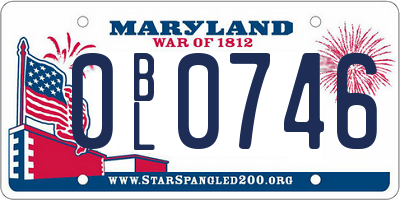 MD license plate 0BL0746
