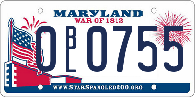 MD license plate 0BL0755