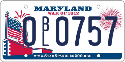 MD license plate 0BL0757