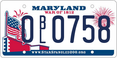 MD license plate 0BL0758