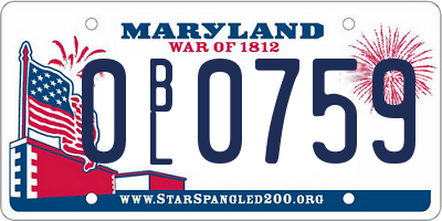 MD license plate 0BL0759