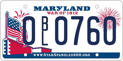 MD license plate 0BL0760