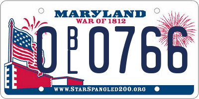 MD license plate 0BL0766