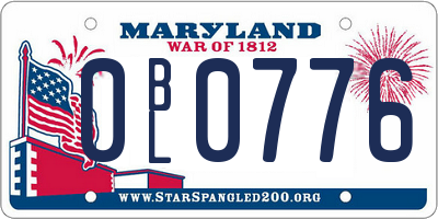 MD license plate 0BL0776