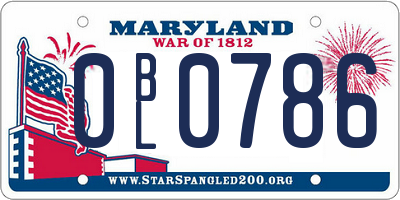 MD license plate 0BL0786