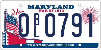 MD license plate 0BL0791