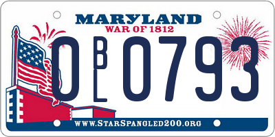 MD license plate 0BL0793