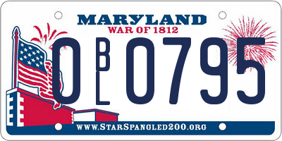 MD license plate 0BL0795
