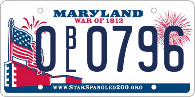MD license plate 0BL0796