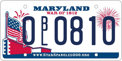 MD license plate 0BL0810