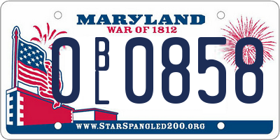 MD license plate 0BL0858