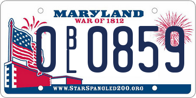 MD license plate 0BL0859