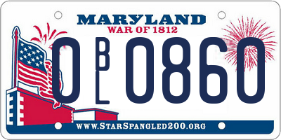 MD license plate 0BL0860