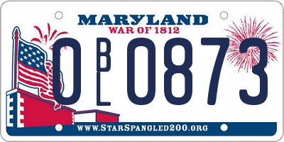 MD license plate 0BL0873