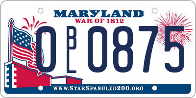 MD license plate 0BL0875