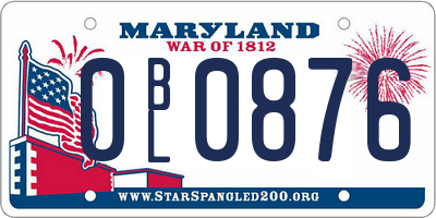 MD license plate 0BL0876