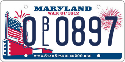 MD license plate 0BL0897
