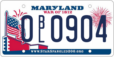 MD license plate 0BL0904
