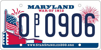 MD license plate 0BL0906