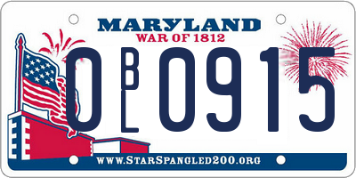 MD license plate 0BL0915