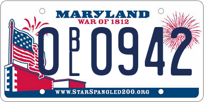 MD license plate 0BL0942