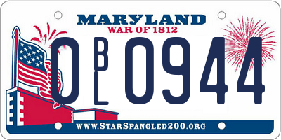 MD license plate 0BL0944