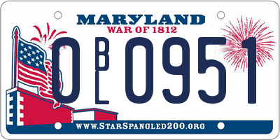 MD license plate 0BL0951