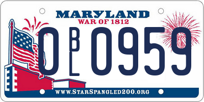 MD license plate 0BL0959