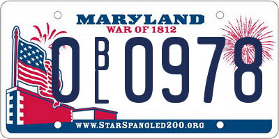 MD license plate 0BL0978