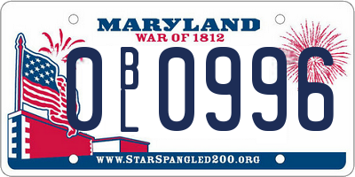 MD license plate 0BL0996