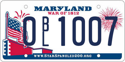 MD license plate 0BL1007