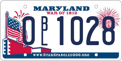 MD license plate 0BL1028
