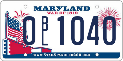 MD license plate 0BL1040