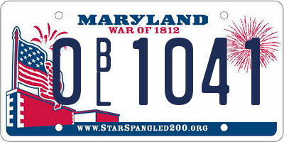 MD license plate 0BL1041
