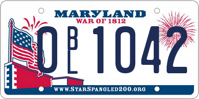 MD license plate 0BL1042